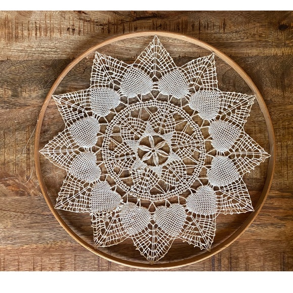 Other - Vintage Boho Lace Hoop Hand Sewn Embroidery